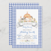 Gingham boerderij baby shower uitnodiging (Voorkant / Achterkant)
