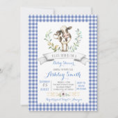 Gingham boerderij baby shower uitnodiging (Voorkant)