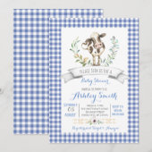 Gingham boerderij baby shower uitnodiging (Voorkant / Achterkant)