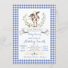 Gingham boerderij baby shower uitnodiging