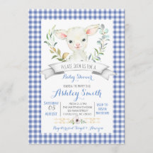 Gingham boerderij schaap baby shower uitnodiging