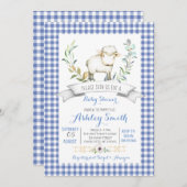 Gingham boerderij schaap baby shower uitnodiging (Voorkant / Achterkant)
