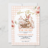 Gingham Boho Bloemachtige Paashaas Baby Shower Kaart (Voorkant)