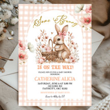 Gingham Boho Bloemachtige Paashaas Baby Shower