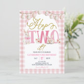 Gingham Boho Bloemige Hop Twee Verjaardag Kaart (Staand voorkant)