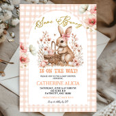 Gingham Boho Floral Easter Bunny Baby Shower Kaart
