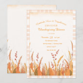 Gingham Boho Pampas Gras Rustic Thanksgiving Kaart (Voorkant / Achterkant)