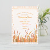 Gingham Boho Pampas Grass Rustic Thanksgiving Kaart (Staand voorkant)