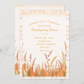 Gingham Boho Pampas Grass Rustic Thanksgiving Kaart (Voorkant / Achterkant)