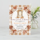 Gingham Boho Pompoen housewarming party Kaart (Staand voorkant)