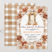 Gingham Boho Pompoen housewarming party Kaart (Voorkant / Achterkant)