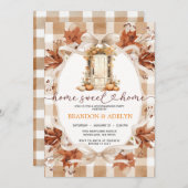 Gingham Boho Pumpkin housewarming party Kaart (Voorkant / Achterkant)