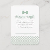 Gingham boog stropdas baby shower groene luier lot informatiekaartje (Voorkant)