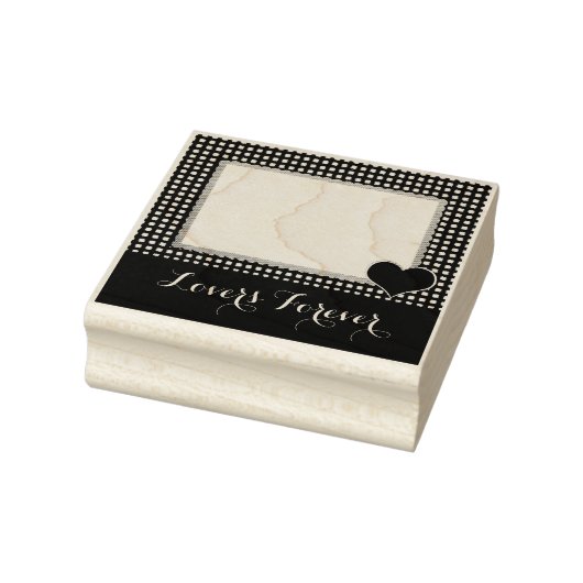 Gingham Border Corner Heart Stamper Aangepaste tek Rubberstempel (Stempel)