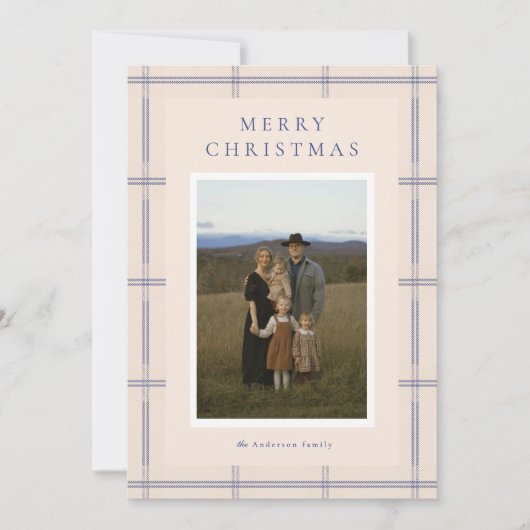 Gingham Border Feestdagenkaart (Voorkant)