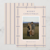 Gingham Border Feestdagenkaart (Voorkant / Achterkant)