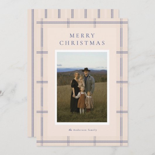 Gingham Border Feestdagenkaart (Voorkant / Achterkant)