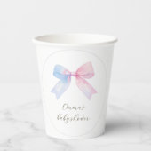 Gingham Bow Gender Reveal Baby shower Papieren Bekers (Voorkant)