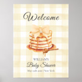 Gingham Bow Pannenkoek Brunch Baby shower Welkom Poster (Voorkant)