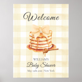 Gingham Bow Pannenkoek Brunch Baby shower Welkom Poster