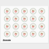 Gingham Bruiloftsfeest Cute Strawberry Jam Favor Ronde Sticker (Vel)