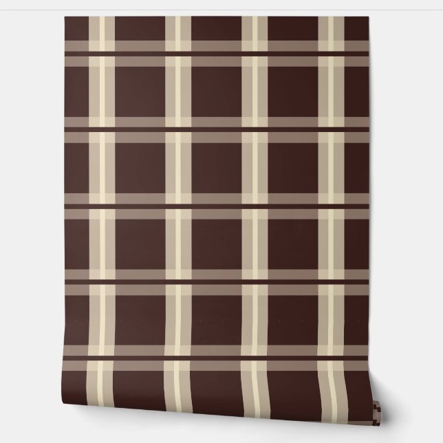Gingham | Bruin & Beige Behang (Afrollen)
