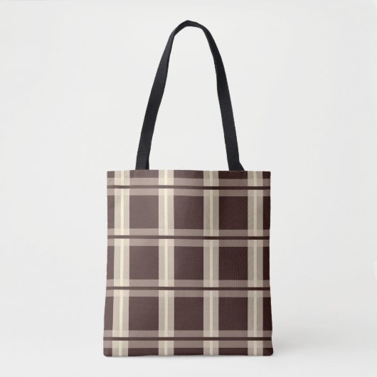 Gingham | Bruin & Beige Tote Bag (Voorkant)