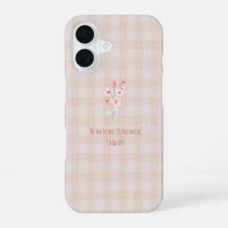 gingham bruine bijbeltekst iPhone 16 hoesje