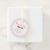 Gingham Brunch Vrijgezellenfeest Dank u licht roze Bedankjes Labels (In situ)