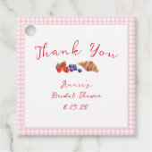 Gingham Brunch Vrijgezellenfeest Lichtroze Dank u Bedankjes Labels (Voorkant)