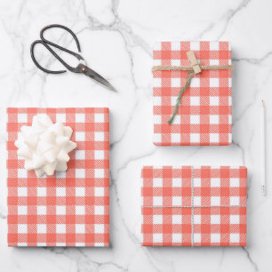  Gingham Buffalo Pset Red Modern Farmhouse Inpakpapier Vel