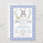 Gingham bunny baby shower-uitnodiging kaart (Voorkant)