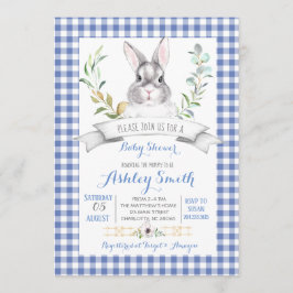 Gingham bunny baby shower-uitnodiging kaart
