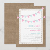 Gingham Bunting Gender Reopenbaart uitnodiging (Voorkant / Achterkant)