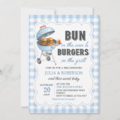 Gingham Burger BBQ Baby Shower Uitnodiging (Voorkant)
