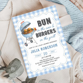 Gingham Burger BBQ Baby Shower Uitnodiging