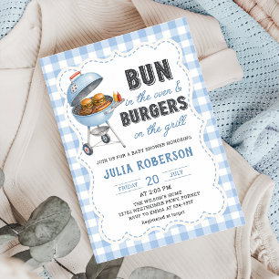Gingham Burger BBQ Baby Shower Uitnodiging
