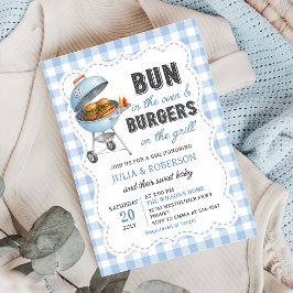 Gingham Burger BBQ Baby Shower Uitnodiging