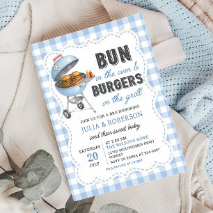 Gingham Burger BBQ Baby Shower Uitnodiging