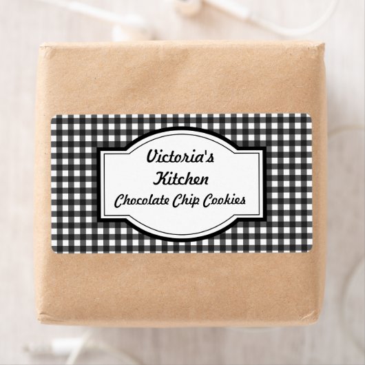 Gingham cadeaublaadjes Gepersonaliseerde keukenlab Etiket (Insitu)