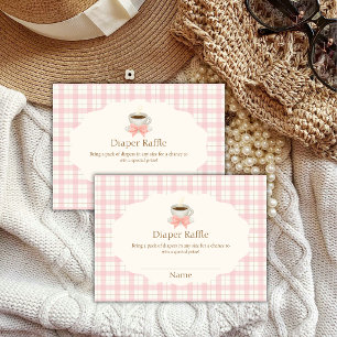 Gingham Cafe Bébé Coffee Luier Raffle Baby shower Informatiekaartje