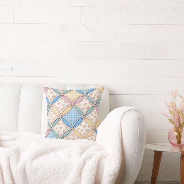 Gingham Cathedral Window Quilt Design Kussen (Bank)