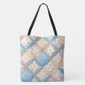 Gingham Cathedral Window Quilt Design Tote Bag (Achterkant)