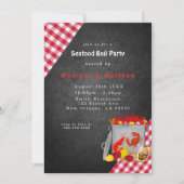Gingham Chalkboard Seafood Boil Party Kaart (Voorkant)