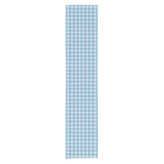 Gingham Charme Blauw Korte Tafelloper (Voorkant)