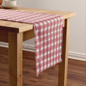 Gingham Charme Rood Korte Tafelloper (Voorbeeld)