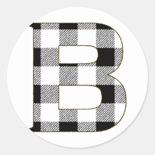 Gingham Check B Ronde Sticker (Voorkant)
