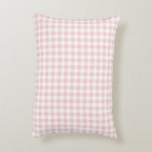 Gingham Check Baby Pink & White - Monogram Nursery Accent Kussen (Achterkant (Verticaal))