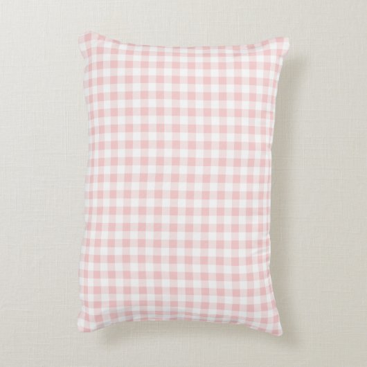 Gingham Check Baby Pink & White - Monogram Nursery Accent Kussen (Achterkant (Verticaal))