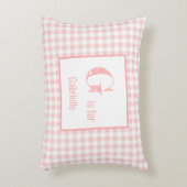 Gingham Check Baby Pink & White - Monogram Nursery Accent Kussen (Voorkant(Verticaal))